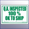 Inspected 100% - OK to Ship Large Quality Assurance Label 4 x 6