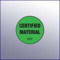 Certified Material Label  1-3/4 dia.